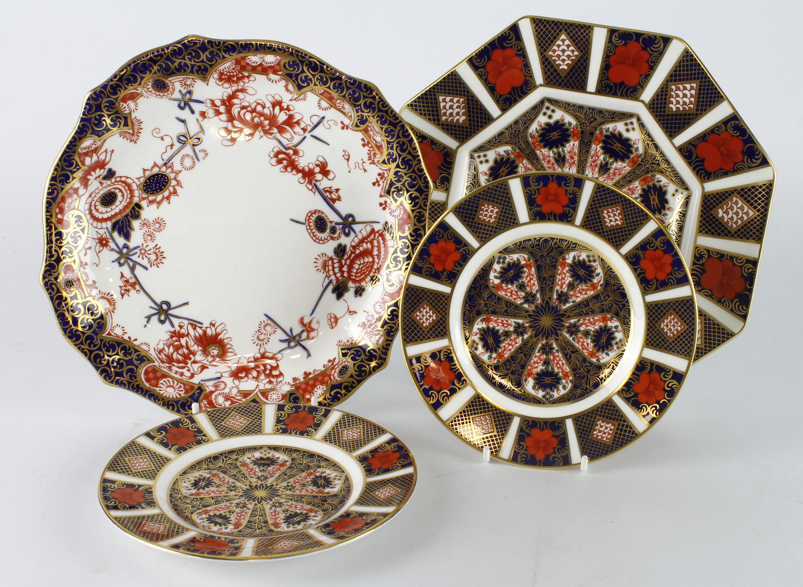 Royal Crown Derby. Four various Royal Crown Derby plates, each with makers marks to reverse, largest