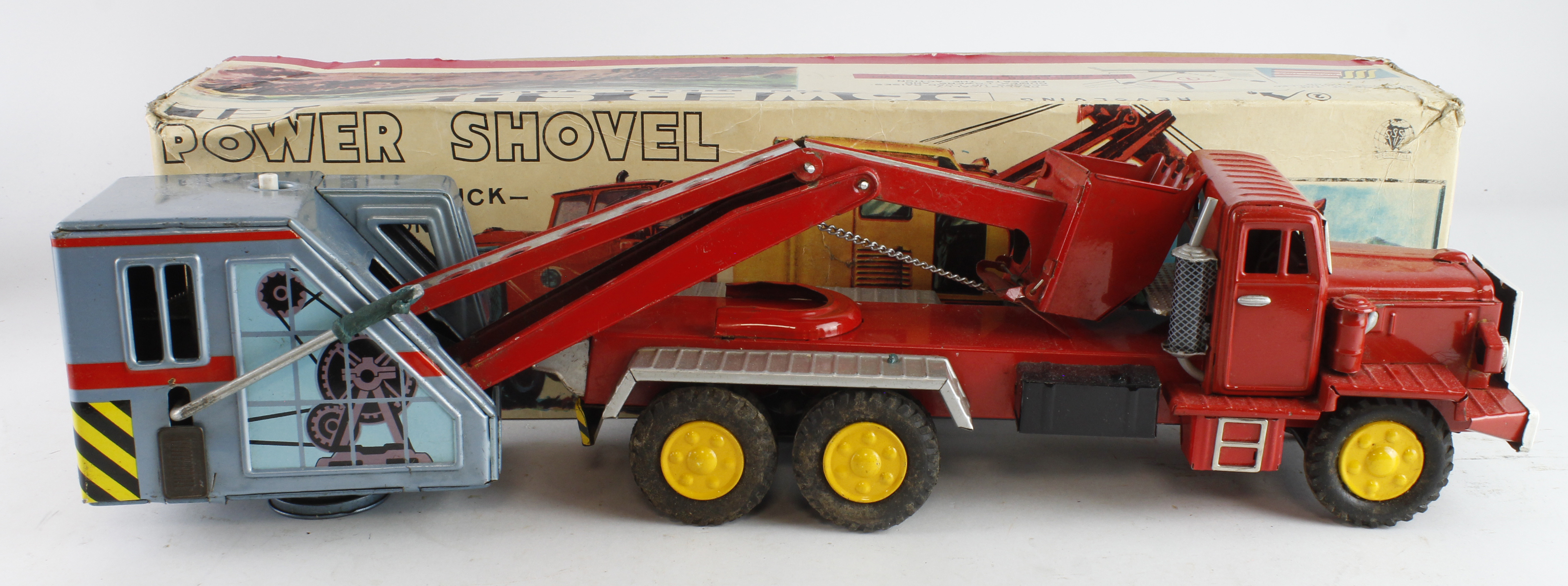 Tinplate Power Shovel on Diesel Truck, by SSS Quality Toys, contained in original box