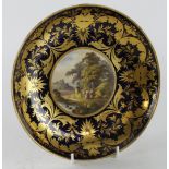 Derby ornately decorated cabinet plate, circa early 29th Century, with hand painted central scene,