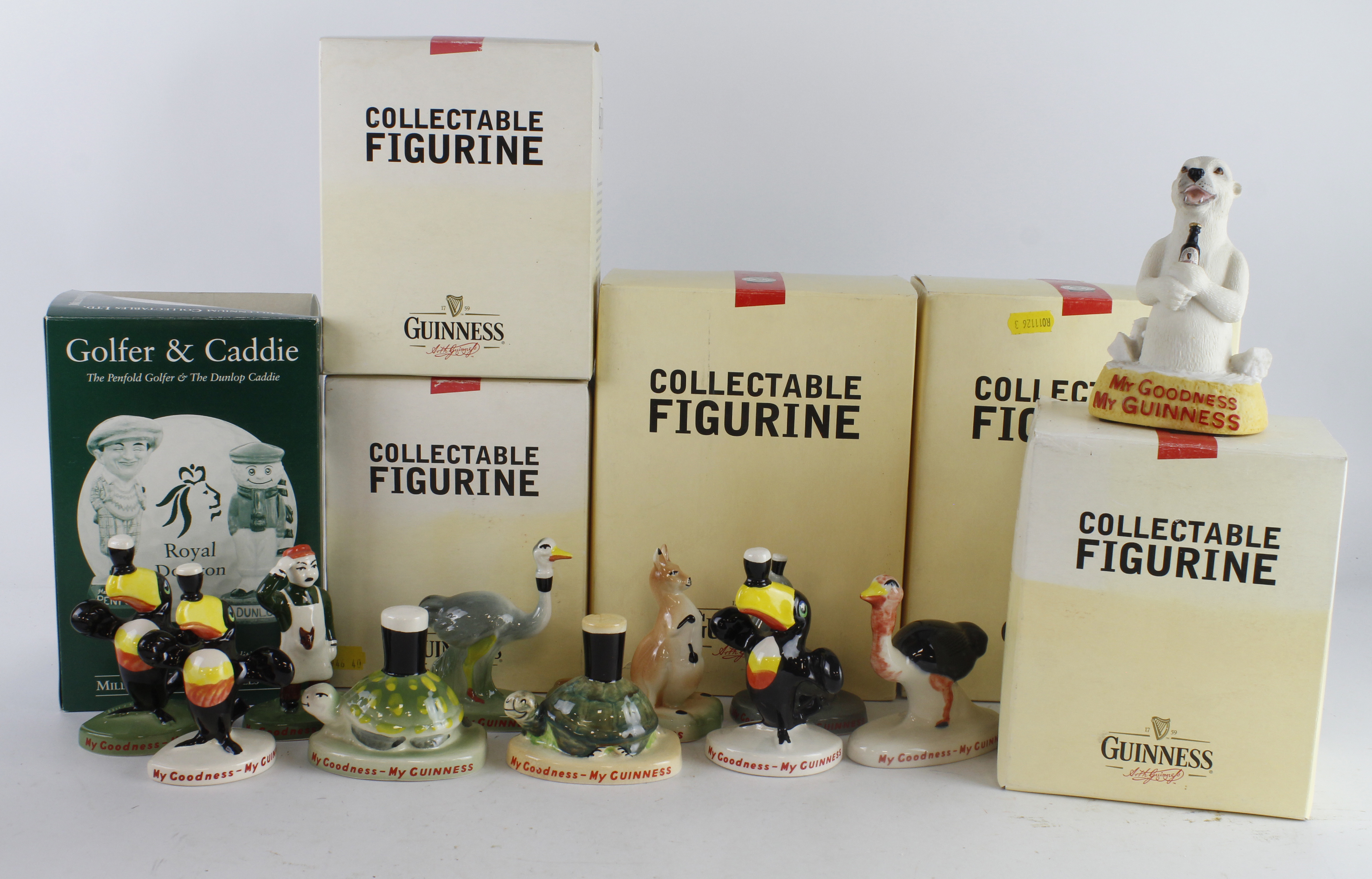 Guinness interest. A group of various Guinness figures (some boxed), together with a boxed Royal