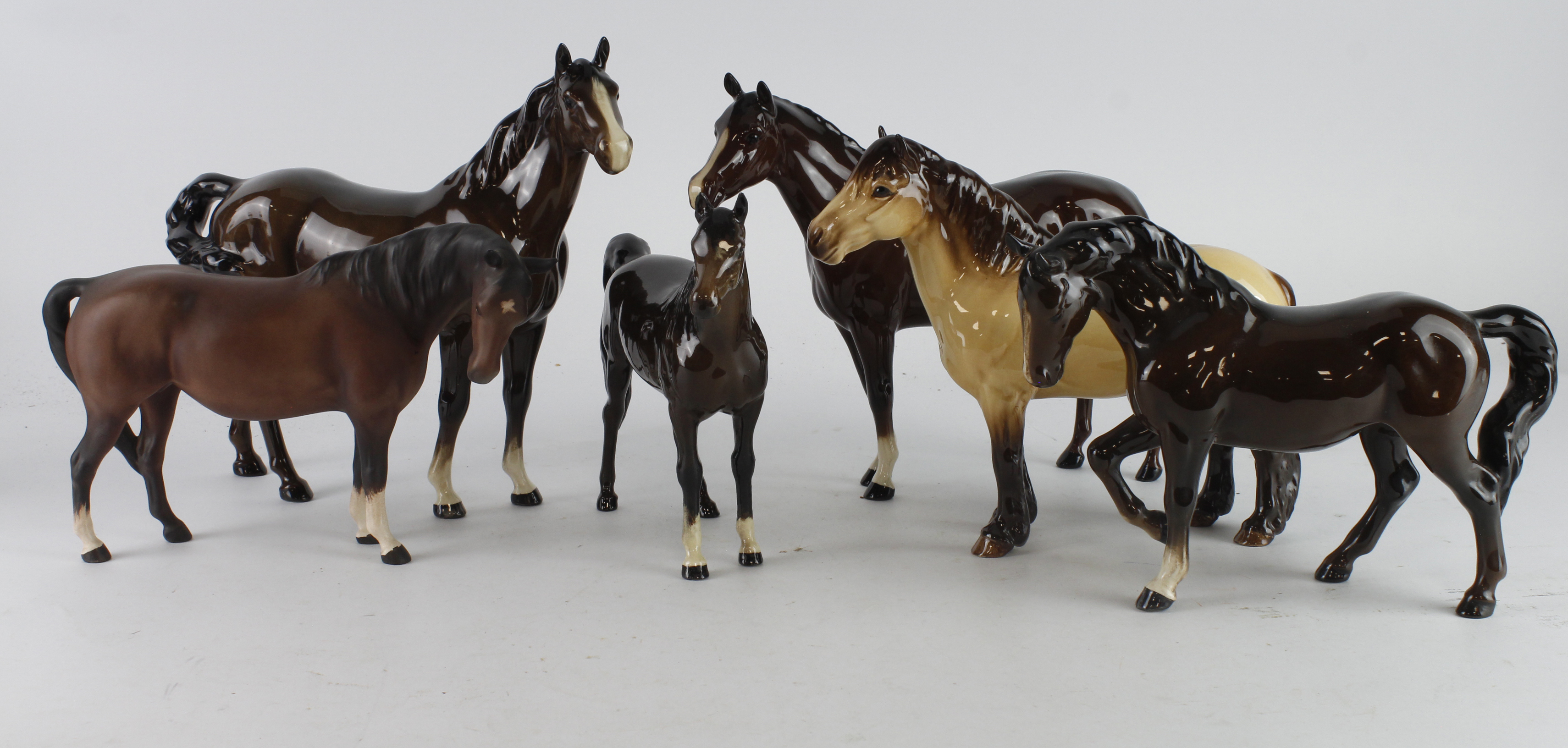 Beswick. Seven Beswick Horse figures, tallest 21cm approx.