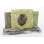 Easter Uprising interest. A bronze relief mounted on a marble plinth, depicting President de Valera,