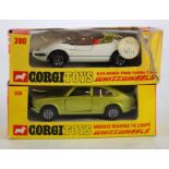 Corgi Toys. Two boxed Corgi 'Whizzwheels' models, comprising Morris Marina 1.8 Coupe' (no. 306,