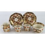 Derby. Two Derby tea cups & saucers, sugar bowl & milk jug in the Traditional Imari pattern, circa