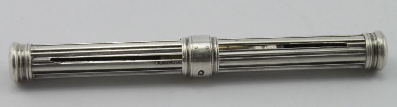 Sampson Mordan & Co. Retractable silver pen, marked S. Mordan & Co., & hallmarked S.M. & Co., London
