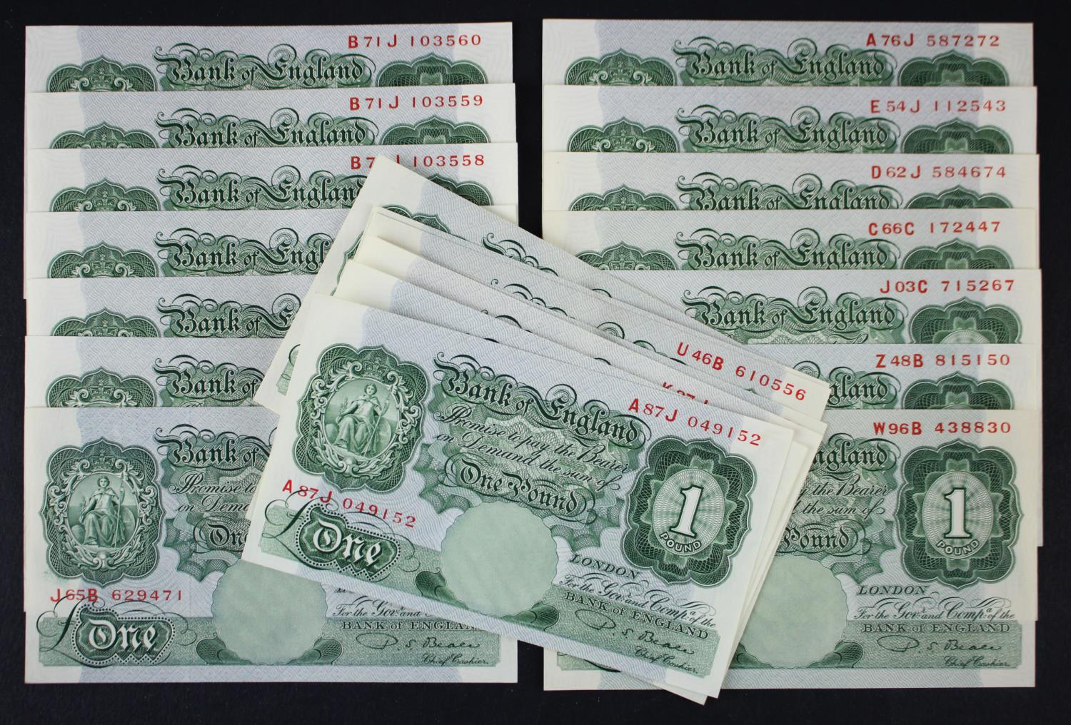 Beale 1 Pound (B268) issued 1950 (21), a consecutively numbered run of 6 x notes, serial B71J 103555