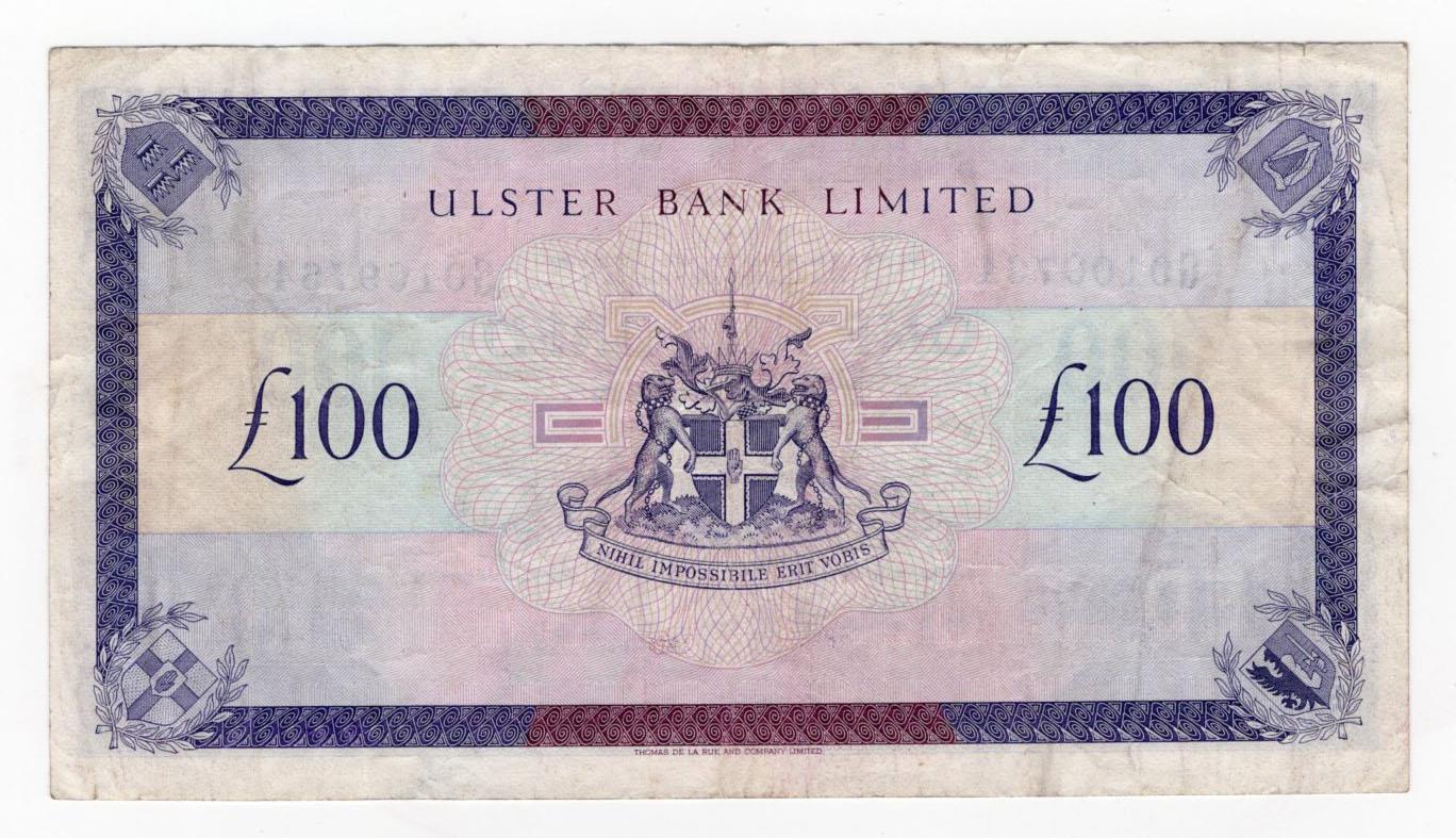 Northern Ireland, Ulster Bank Limited 100 Pounds dated 1st December 1990, signed David Went, - Image 2 of 2