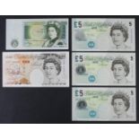 Bank of England (5), a group of special numbers, Page 1 Pound FIRST RUN A01 983270 (B337), Kentfield