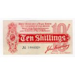 Bradbury 10 Shillings (T9) issued 1914, Royal Cypher watermark with 'TAGE' also seen in watermark