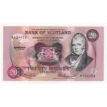 Scotland, Bank of Scotland 20 Pounds dated 1st July 1991, first dated and prefix of issue, signed