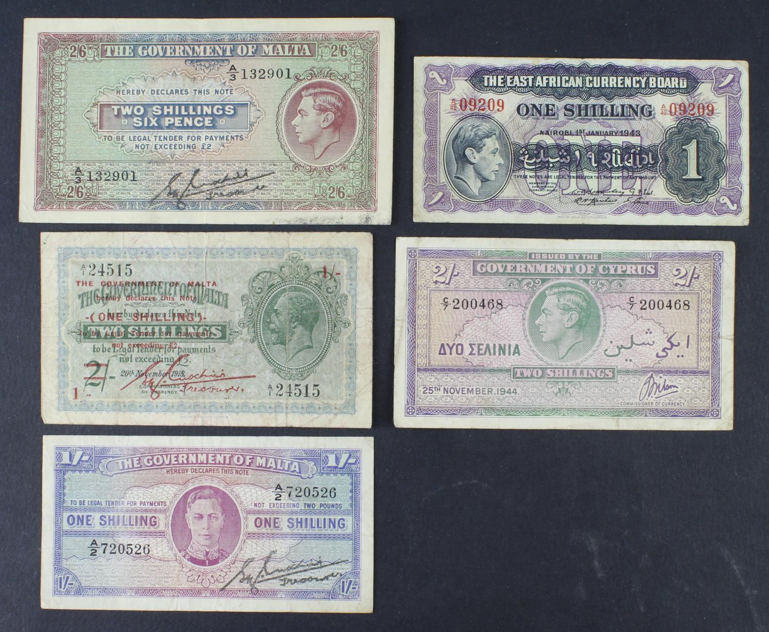 British Commonwealth (5), a group of King George VI portraits, East African Currency Board 1