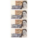 Ireland Republic 5 Pounds (4) dated 1994 & 1998 2 of both dates (PMI LTN88 & LTN93, Pick 75a & b)