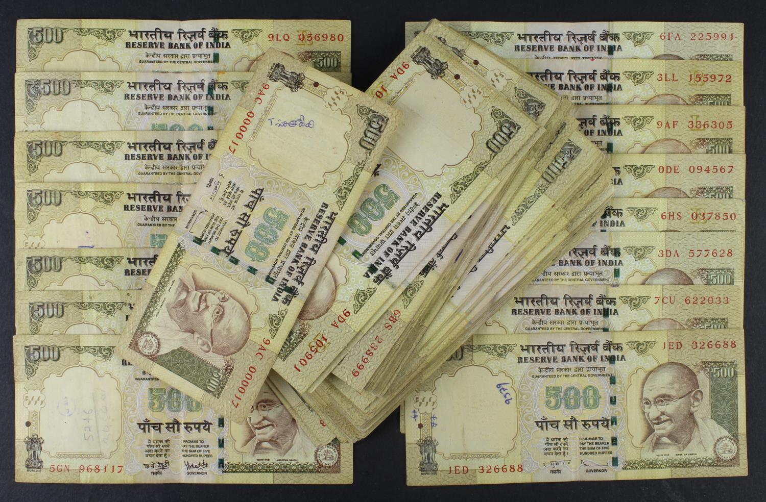 India 500 Rupees (100) dated 2000 - 2015 (Pick93, Pick99 and Pick106) mixed grades