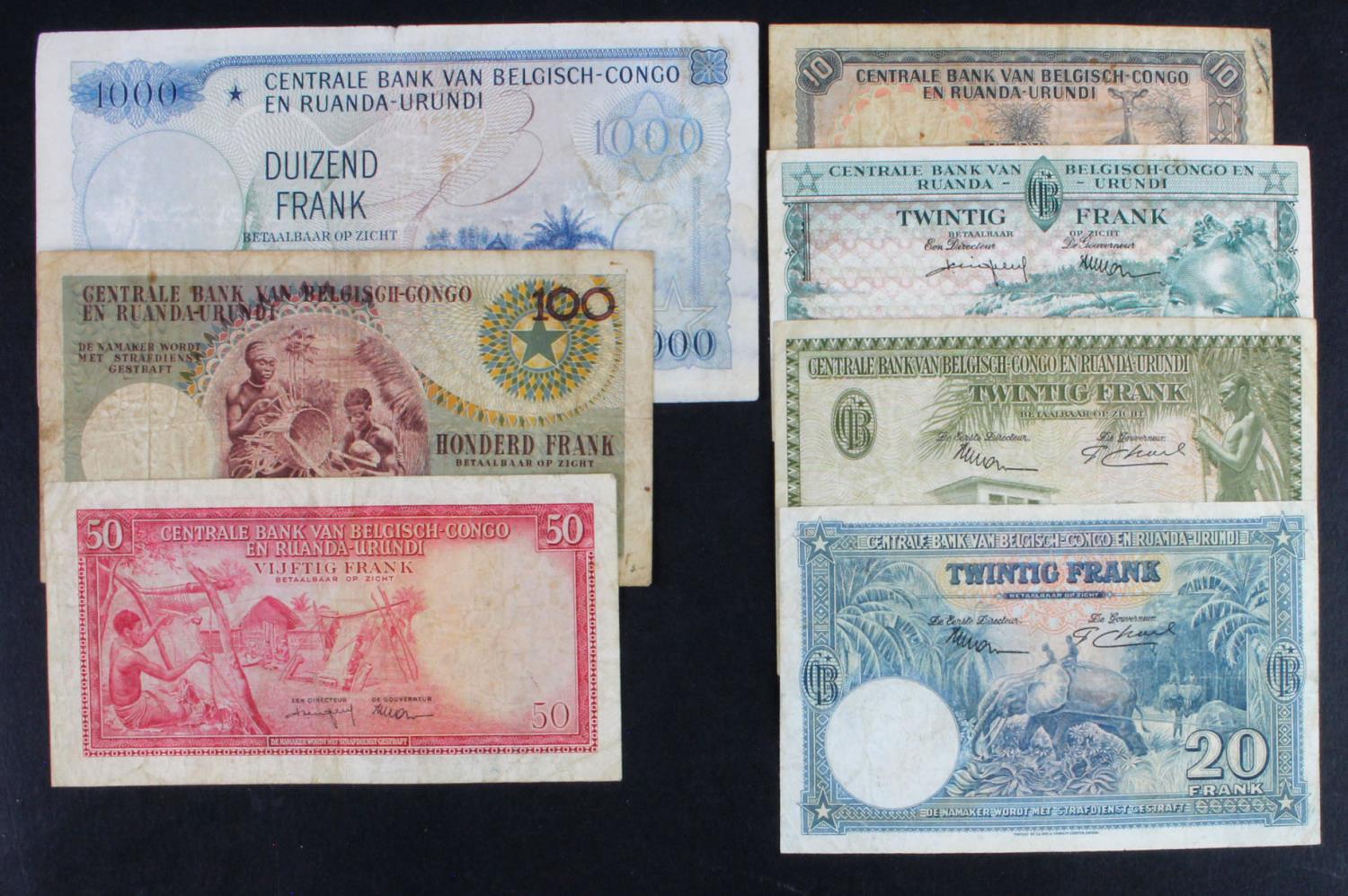 Belgian Congo (7), Banque du Congo Belge et du Ruanda-Urundi 1000 Francs 1958, 100 Francs 1960, 50 - Image 2 of 2