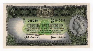 Australia 1 Pound issued 1953 - 1960, portrait Queen Elizabeth II at right, signed Coombs &