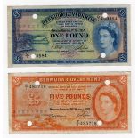 Bermuda (2), a scarce pair of SPECIMEN notes, 5 Pounds dated 20th October 1952 and 1 Pound dated 1st