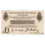Bradbury 1 Pound (T11.1) issued 1914, serial Q/30 07849 (T11.1, Pick349a) original VF