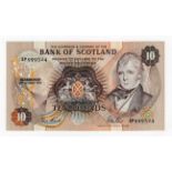 Scotland, Bank of Scotland 10 Pounds dated 31st October 1990, signed Risk & Burt, LAST SERIES with