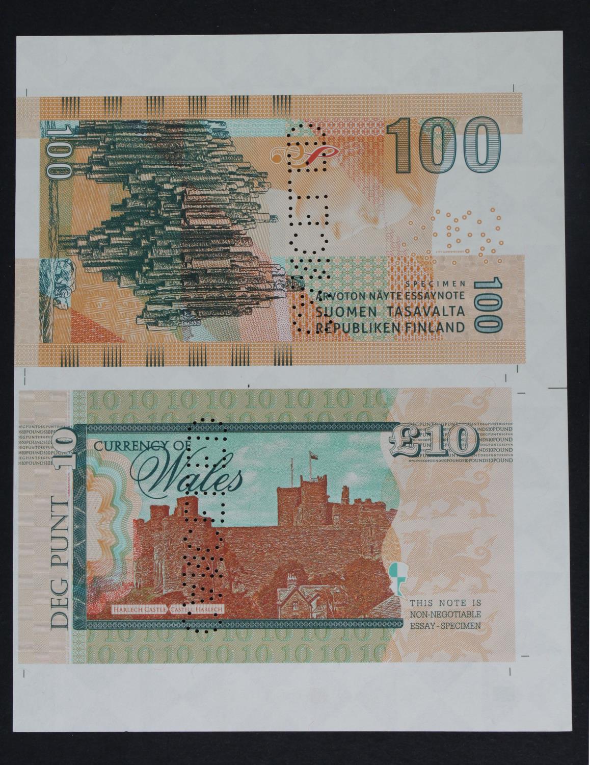 Test Note, an uncut sheet of 2 notes comprising 20 Pounds Banknote of Wales (not legal tender), - Image 2 of 2