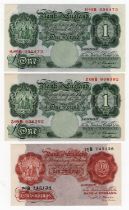 Beale (3) FIRST and LAST series notes, 10 Shillings issued 1950, LAST SERIES note, serial 76B 745138