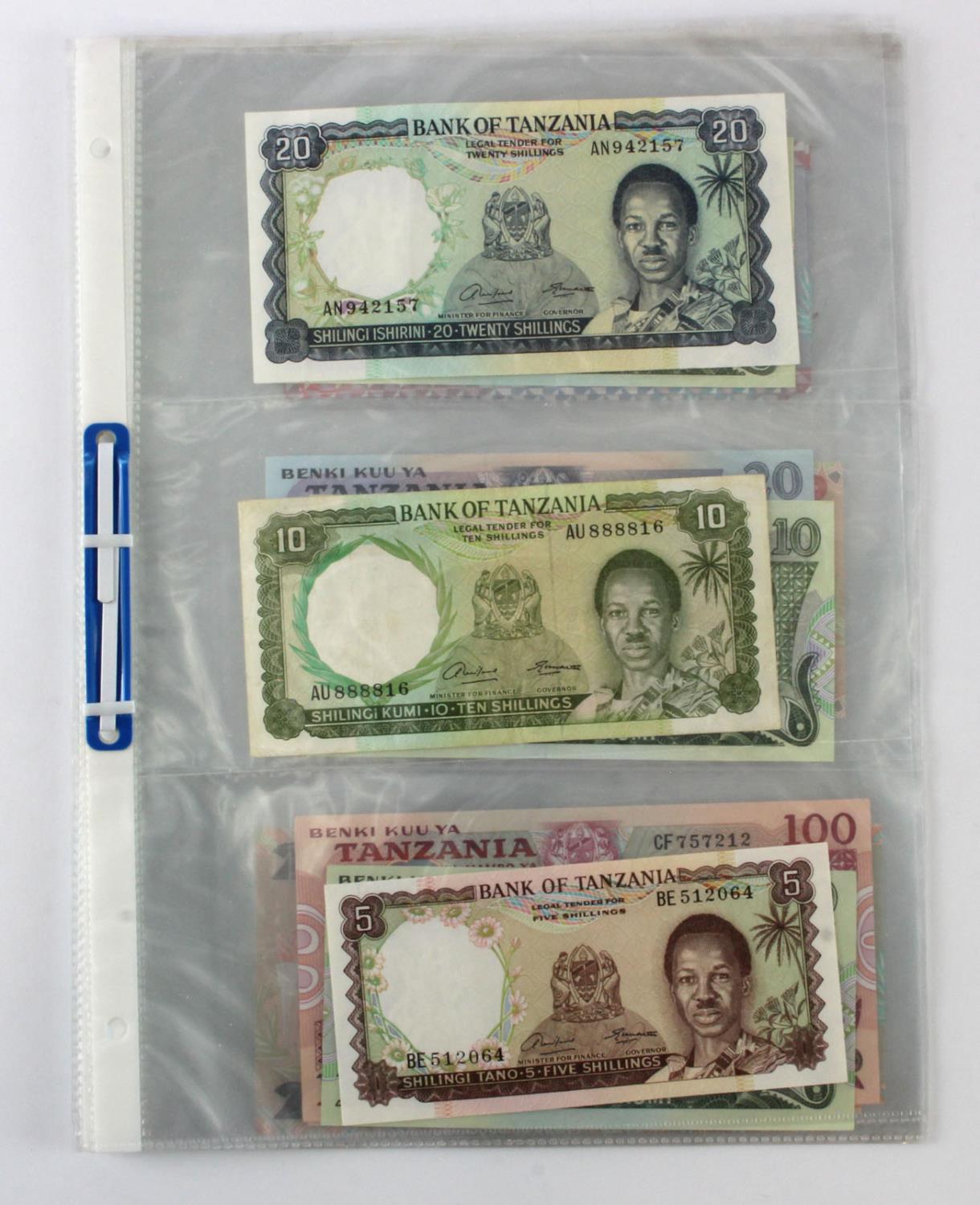 Tanzania (17), a collection of notes with no duplication, different signature and date varieties, 20