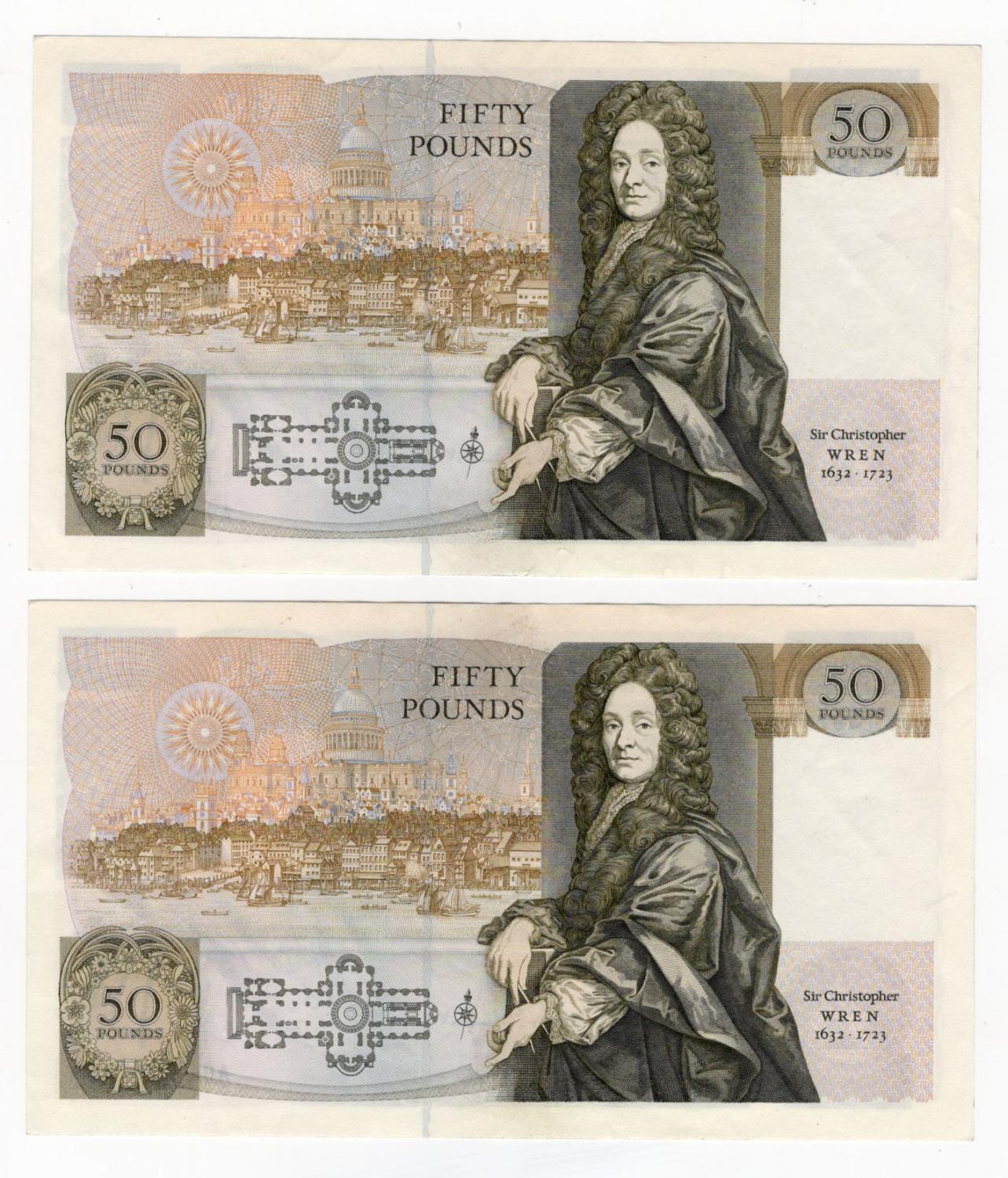 Somerset 50 Pounds (B352) issued 1981 (2), a consecutively numbered pair of FIRST RUN notes, - Image 2 of 2