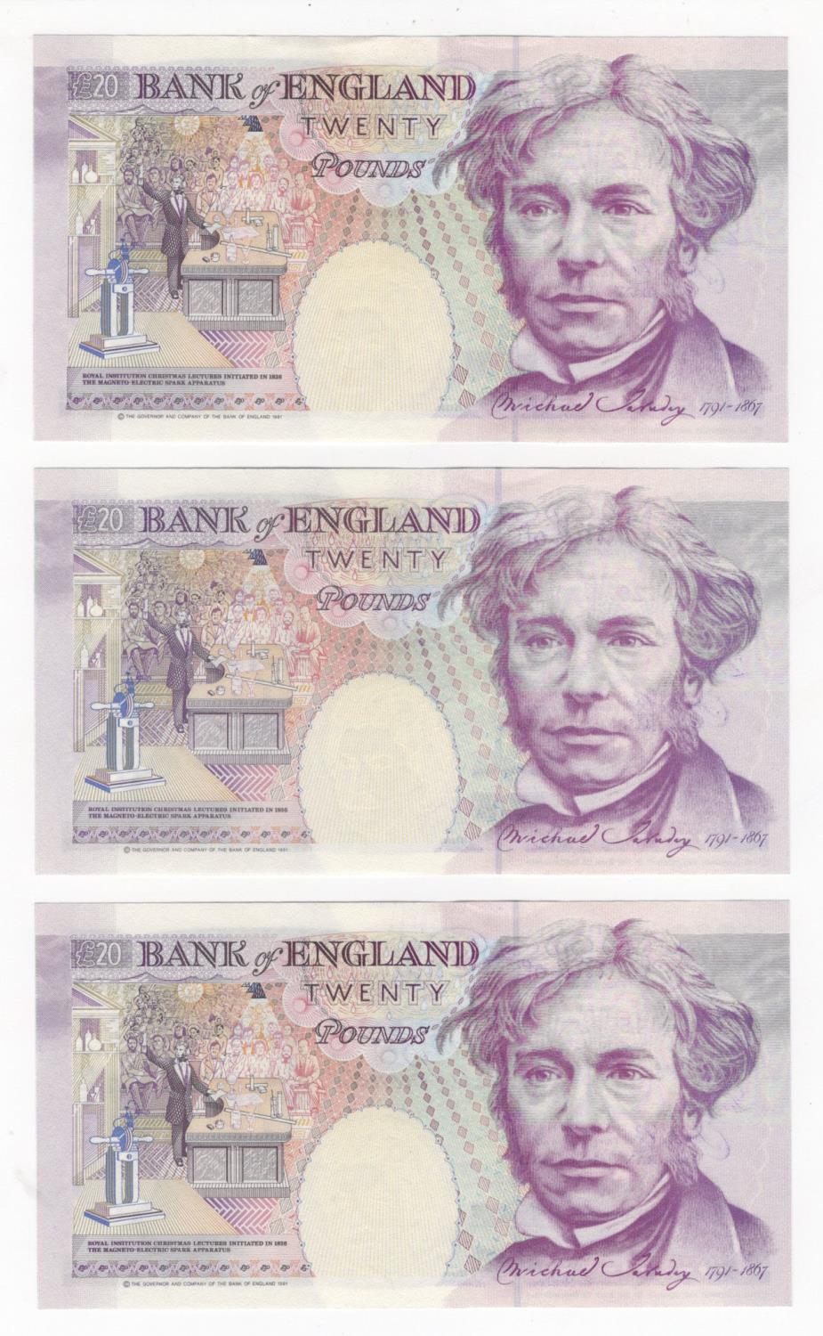 Gill 20 Pounds (B358) issued 1991 (3), a group of FIRST SERIES notes, serial A20 236112, A20 - Image 2 of 2