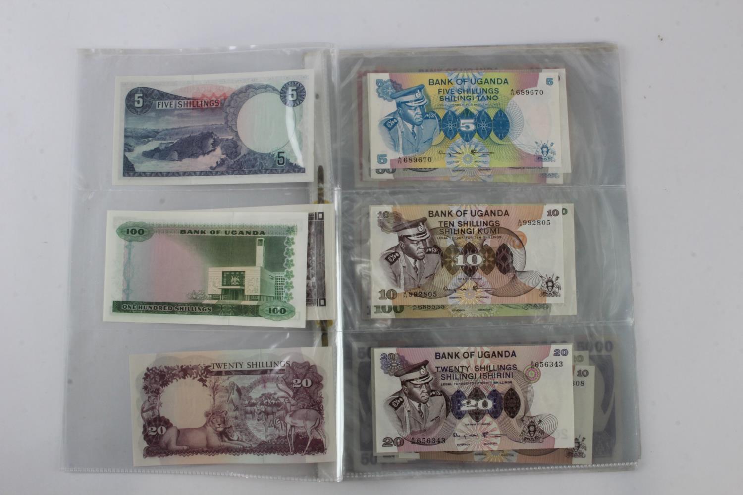 Uganda (35), an Uncirculated group in album pages, 5 Shillings, 10 Shillings, 20 Shillings, 50 - Image 3 of 15