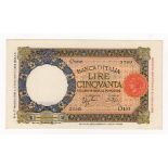 Italy 50 Lire dated 27th May 1939, serial O497 3280 (BNB B451b, Pick54b) light handling, about