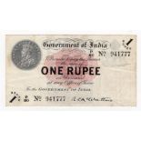 India 1 Rupee dated 1917, portrait King George V at top left, signed McWatters, serial P/80