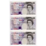 Gill 20 Pounds (B358) issued 1991 (3), a consecutively numbered run of FIRST SERIES notes, serial