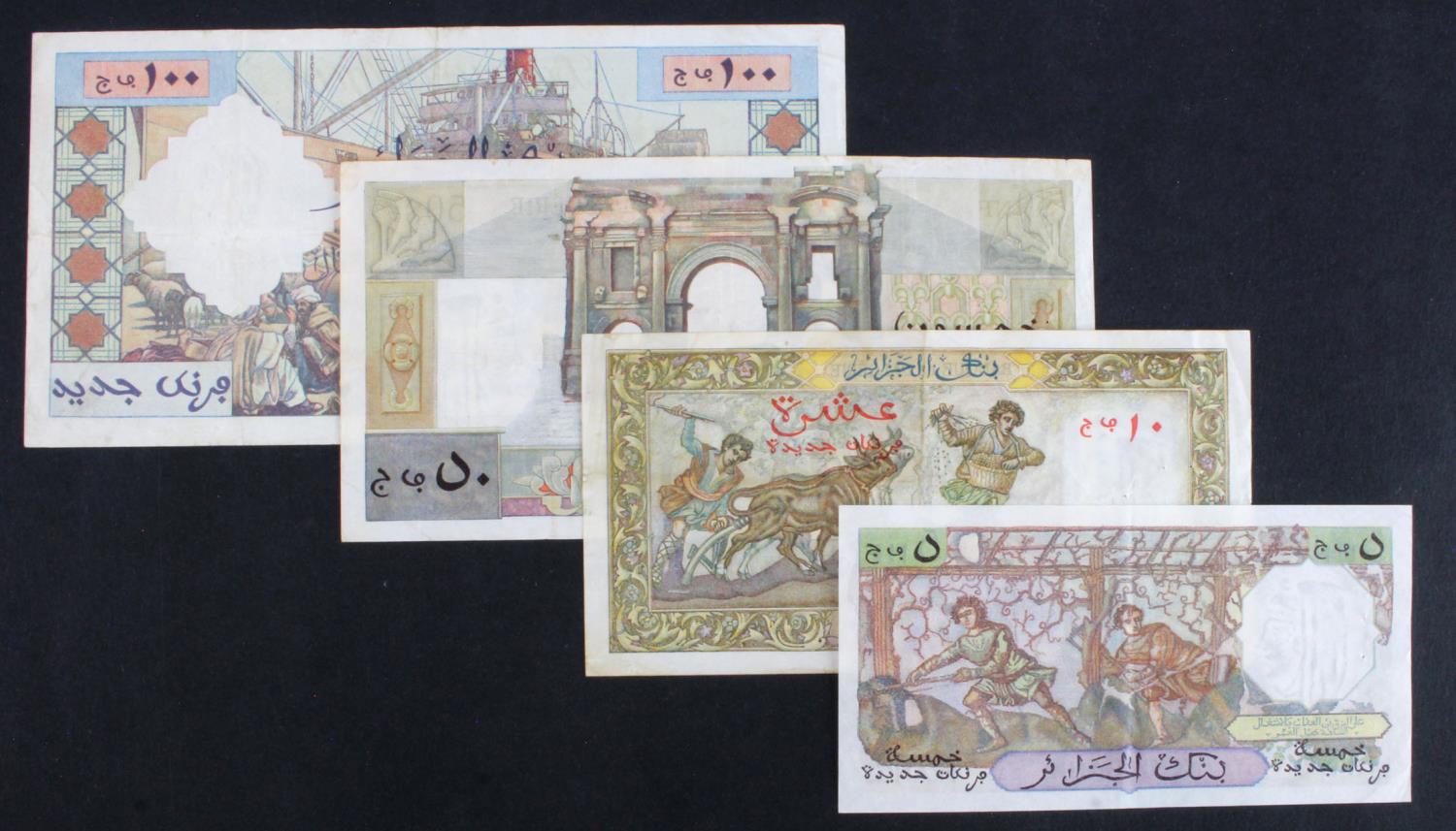 Algeria (4), 100, 50, 10 and 5 Nouveaux Francs dated 1959 (BNB B146a - B149a, Pick118a - 121a) - Image 2 of 2