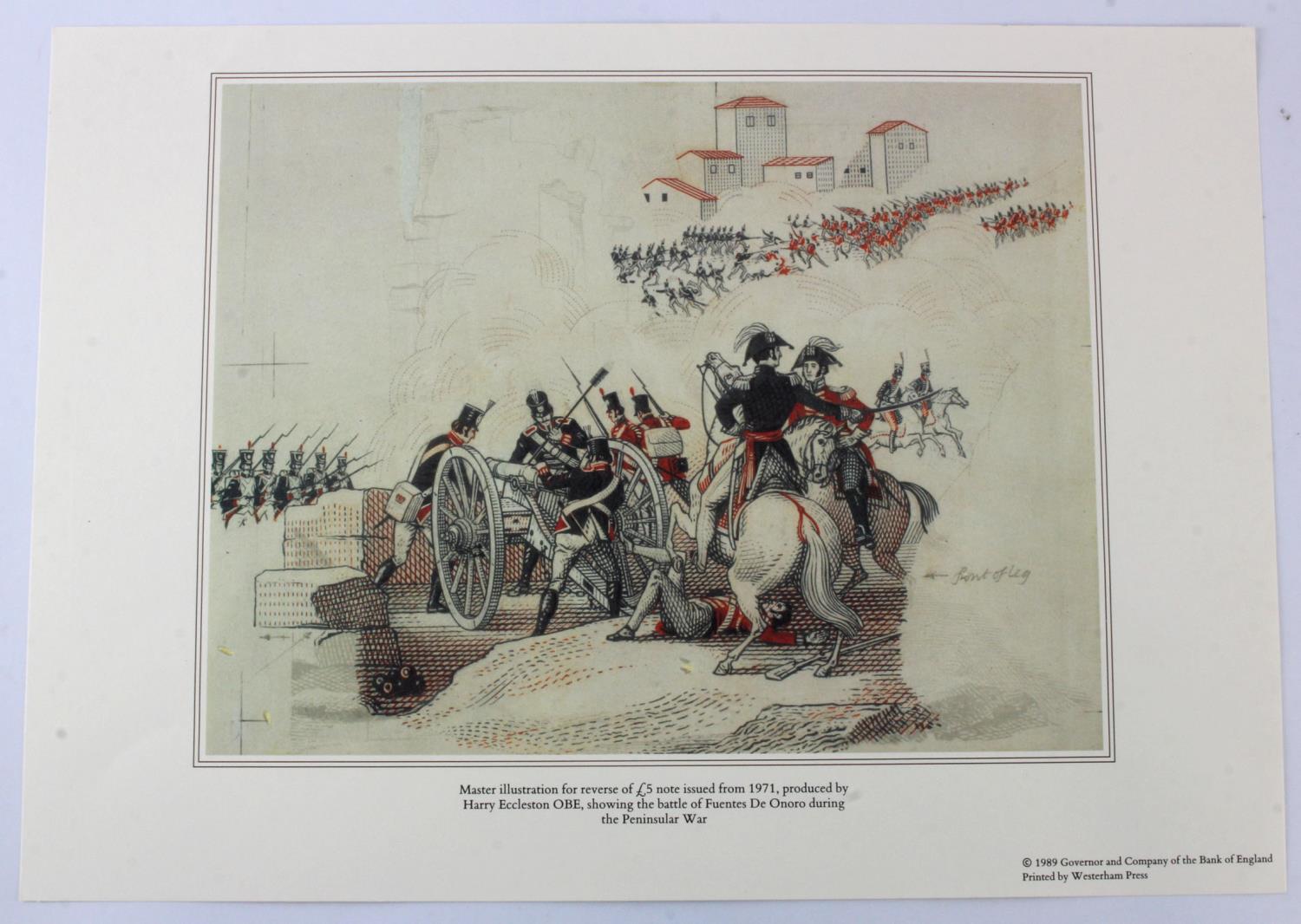 Debden Security Limited Edition print of Master Illustration for reverse of Wellington 5 Pounds