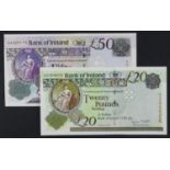 Northern Ireland, Bank of Ireland 50 Pounds and 20 Pounds dated 1st January 2013, signed Stephen