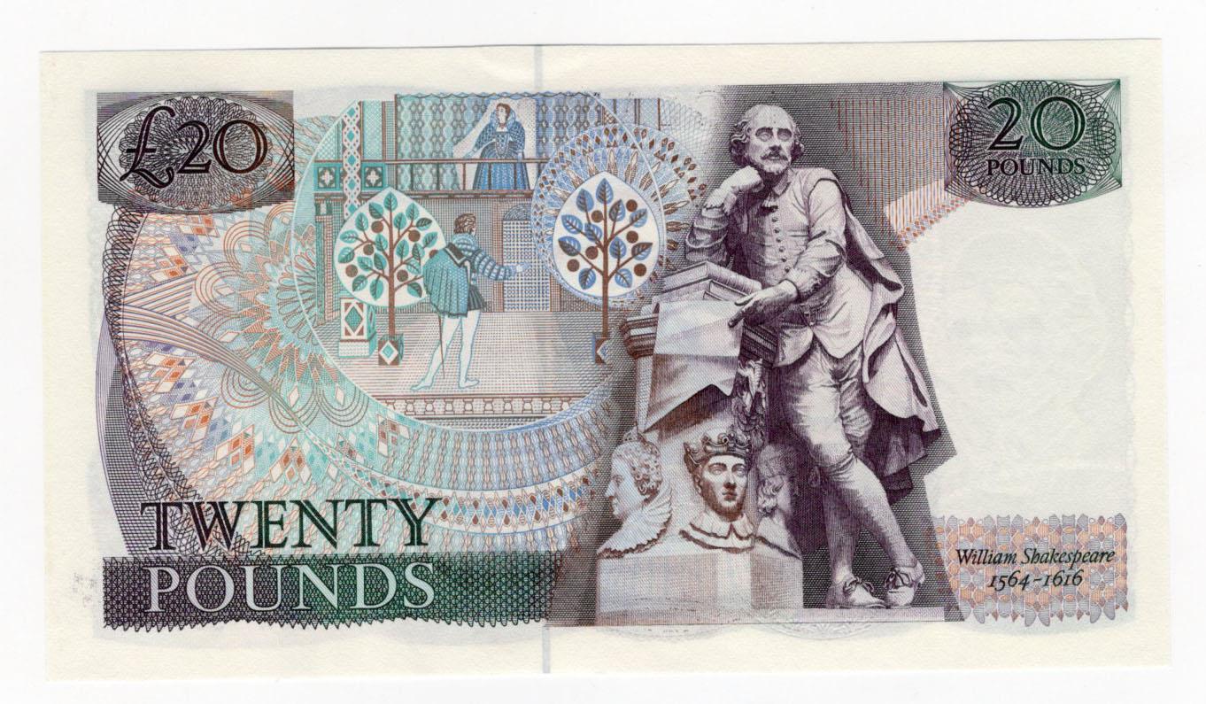 Gill 20 Pounds (B355) issued 1988, rare LAST RUN (from Debden set C102) '20X' prefix, serial 20X - Image 2 of 2