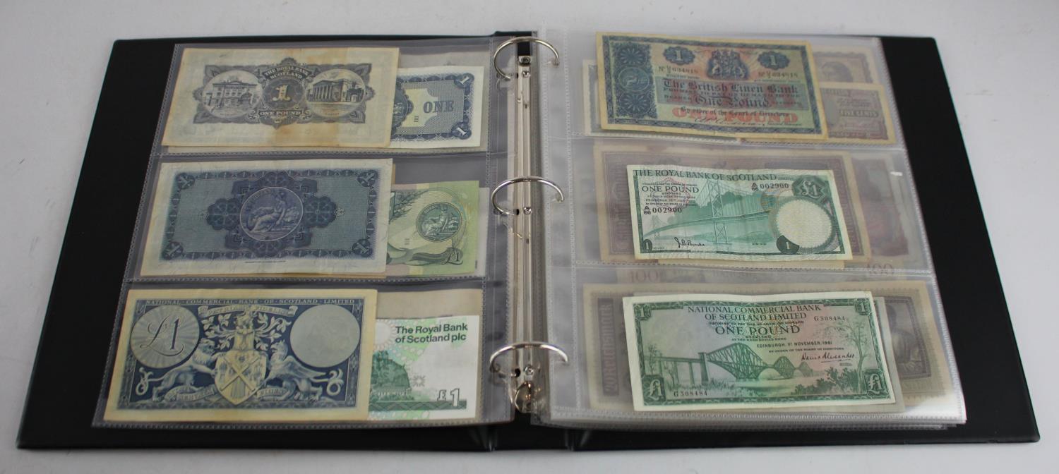 World in album (64), Scotland (15) a good range of 1 Pound notes from various banks, no duplication, - Image 4 of 19