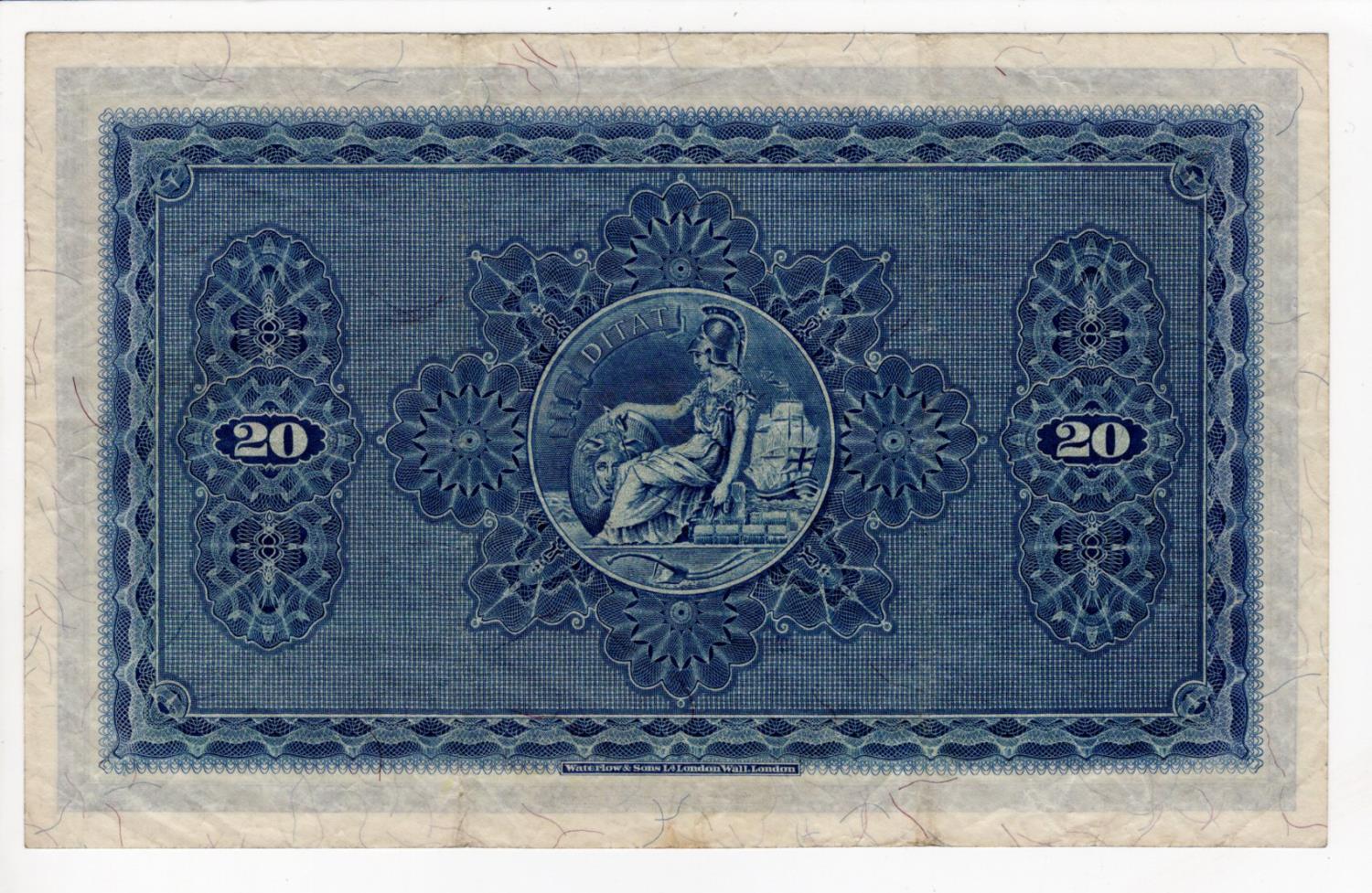 Scotland, British Linen Bank 20 Pounds dated 10th February 1953, signed A.P. Anderson, serial W/4 - Image 2 of 2