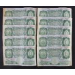 Catterns 1 Pound (B225) issued 1930 (10), a consecutively numbered run of 10 notes serial X25 039901