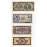 Romania (4), 20 Lei dated 15th June 1950 serial Y/2 0896624, 1 Lei, 3 Lei and 5 Lei dated 1952 (