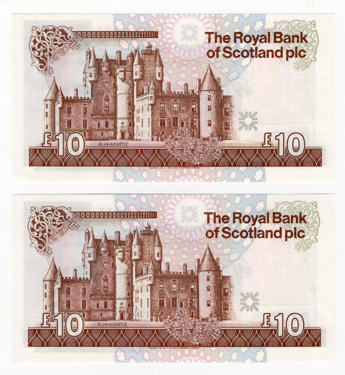 Scotland, Royal Bank of Scotland 10 Pounds (2) dated 28th January 1992, signed G.R. Mathewson, a - Image 2 of 2