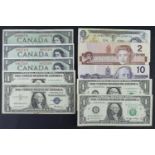 Canada and USA (10), Canada 1 Dollar dated 1954 (2) signed Coyne and Towers, a consecutively