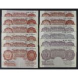 Peppiatt 10 Shillings (12), issued 1934 (3), 1940 (4) and 1948 (5), mixed grades