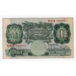 Peppiatt 1 Pound (B239) issued 1934, rare a very hard to find NUMBER 1 note, serial D82A 000001 (