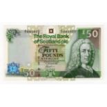 Scotland, Royal Bank of Scotland 50 Pounds dated 14th September 2005, FIRST RUN 'A/1' prefix, serial