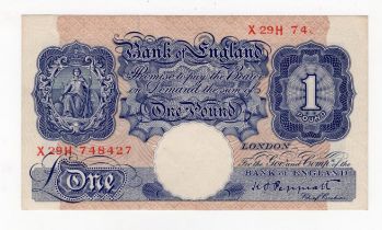 ERROR Peppiatt 1 Pound issued 1940, WW2 emergency issue, missing 4 digits from serial number at
