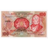 Scotland, Bank of Scotland 100 Pounds dated 10th June 1982, signed Risk & Pattullo, serial