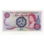 Isle of Man 5 Pounds issued 1979, signed Dawson, serial C714345 (TBB B107c, Pick35a) light handling,