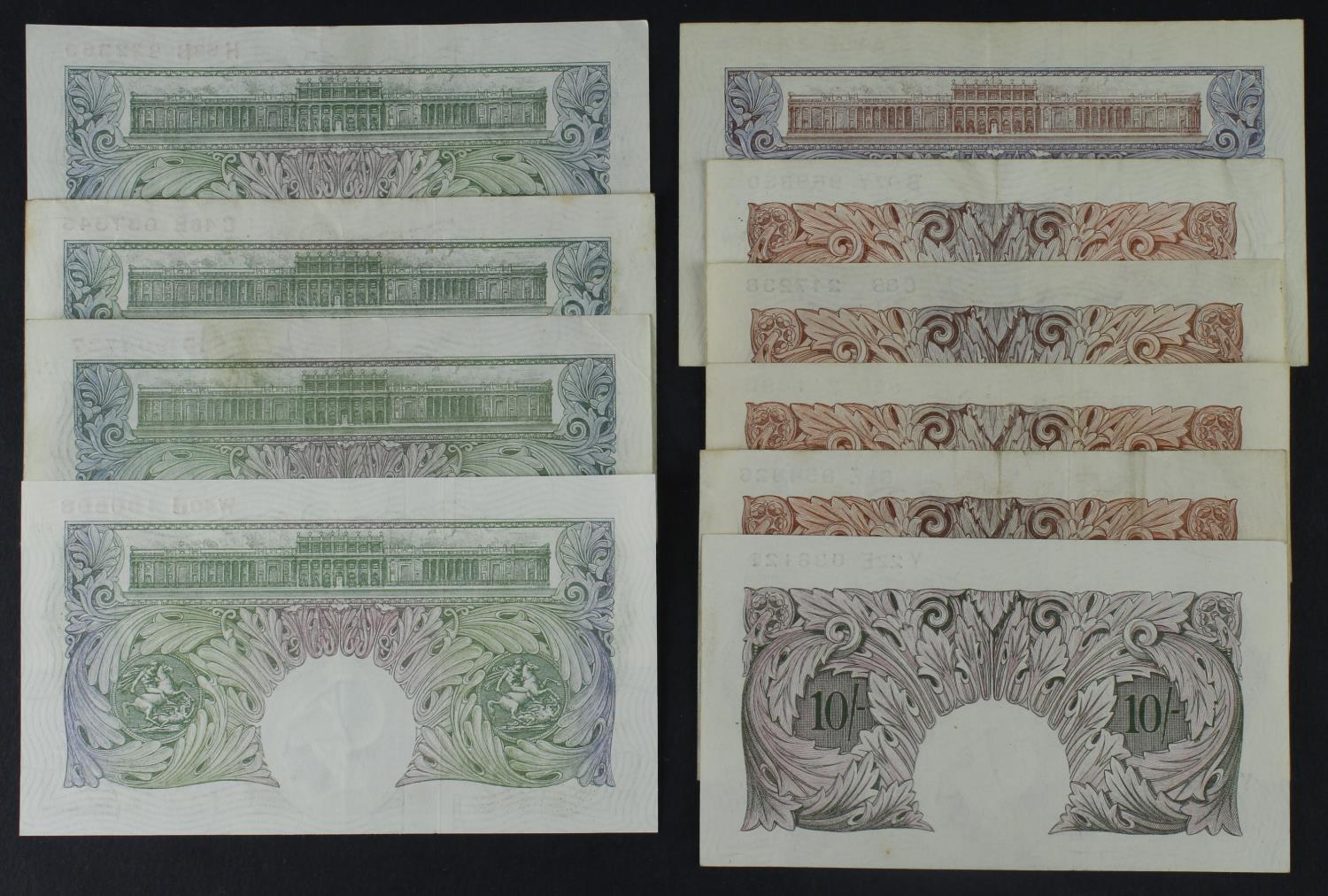 Bank of England Britannia group (10), Peppiatt 10 Shillings (3) pre war issue without security - Image 2 of 2