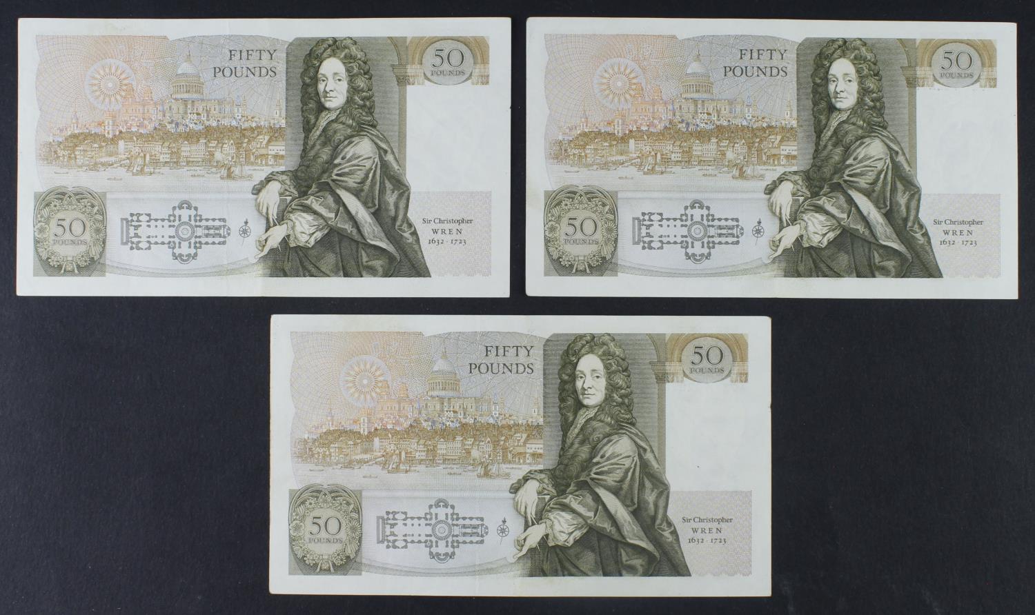 Somerset 50 Pounds (B352) issued 1981 (3), a consecutively numbered run of 'A' PREFIX notes just one - Image 2 of 2