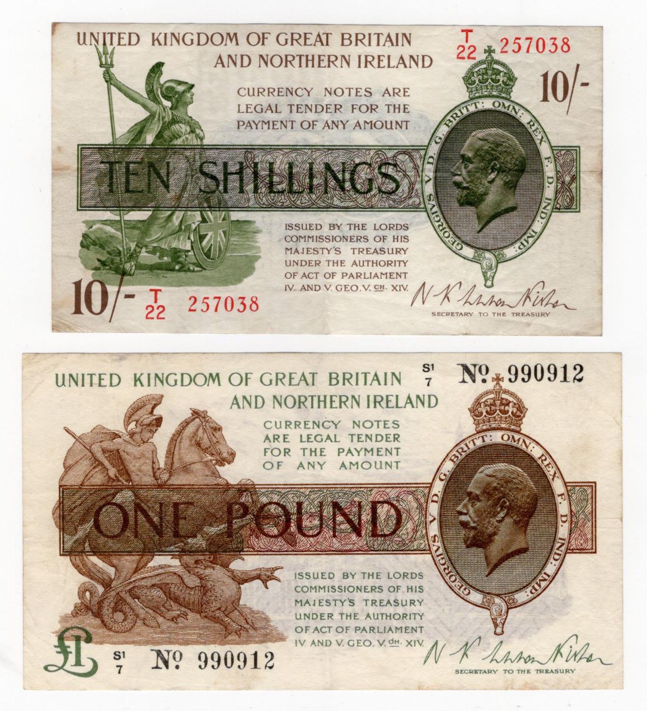 Warren Fisher (2) issued 25th July 1927, rarer Great Britain and Northern Ireland issue, 1 Pound